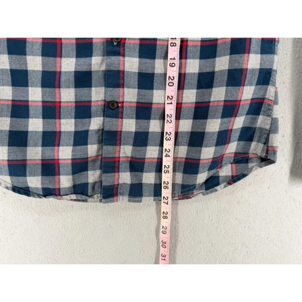Banana Republic Flannel Shirt Mens Size S Gray Blue Grant‎ Luxe Tartan Heritage